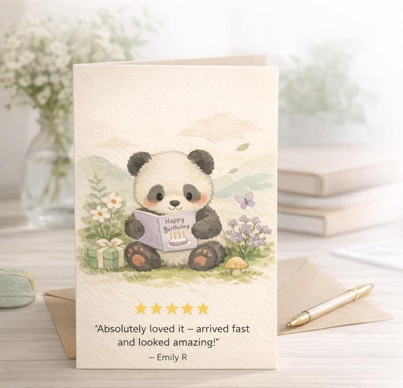 Custom illustrated greeting card made with Panda Greetings